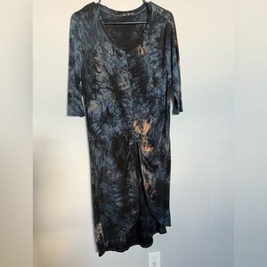 Tie-Dye Tunic Top - Black and Orange